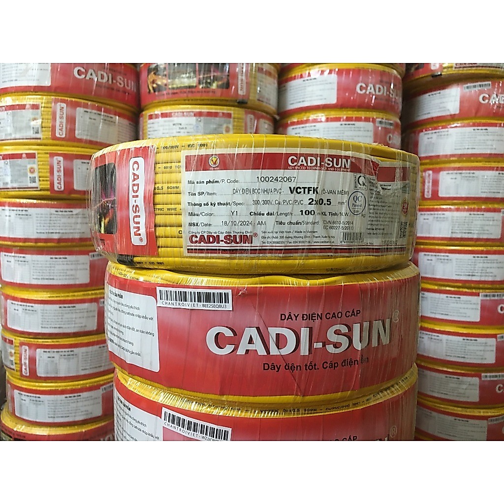 Dây Điện Đôi Cadisun - Dây Đồng Chống Cháy, Bền Chắc - Giá Cho 1 Mét (2x0.5) 3