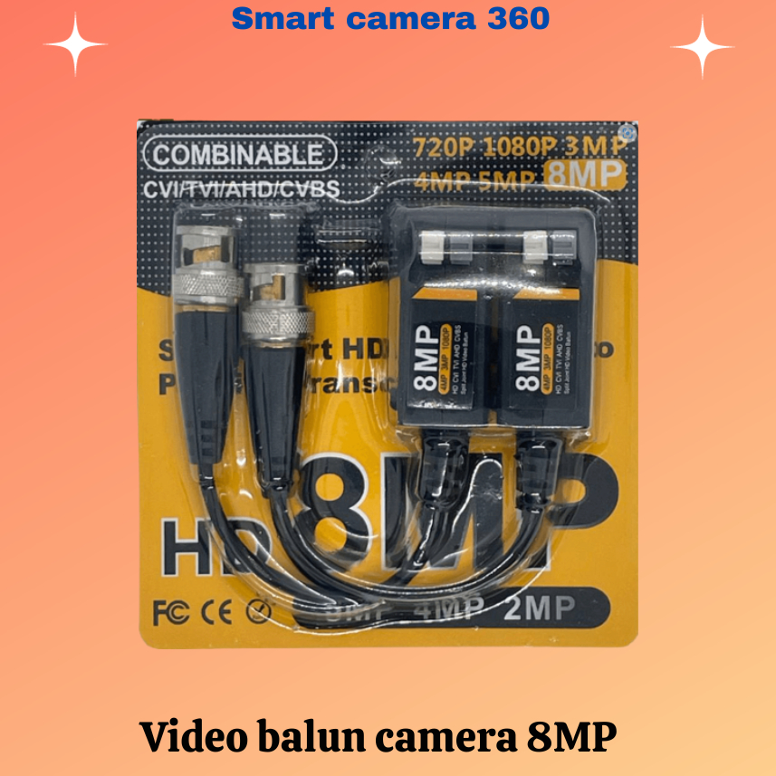 Video balun camera 8MP CVI/TVI/AHD/CVBS chống nhiễu loại tốt (Balun vàng 8MP) 2