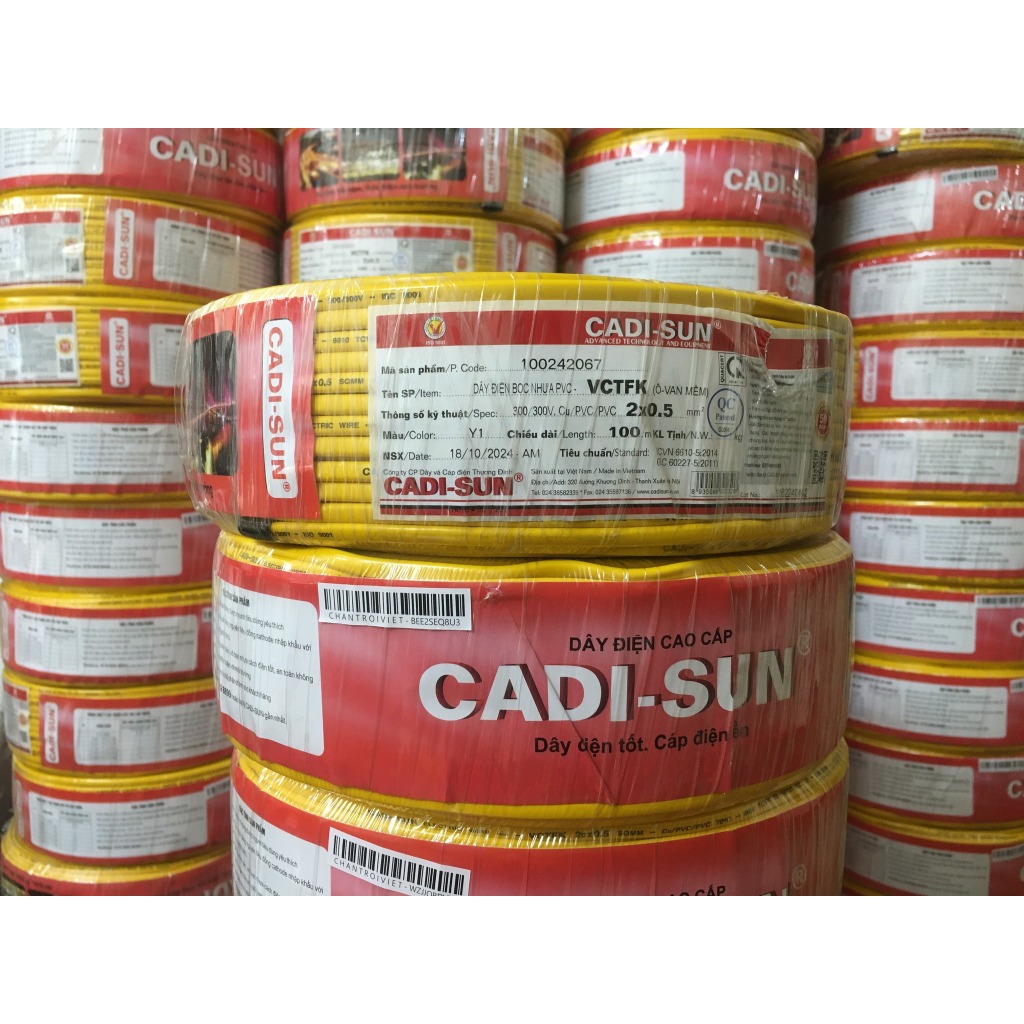 Dây Điện Đôi Cadisun - Dây Đồng Chống Cháy, Bền Chắc - Giá Cho 1 Mét (2x0.5) 3