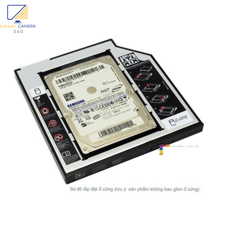 Caddy Bay 9.5mm /12.7mm gắn thêm SSD/HDD SATA 3 - 2.5inch, Khay gắn thêm ổ cứng/ DVD (Mỏng 9.5mm) 4