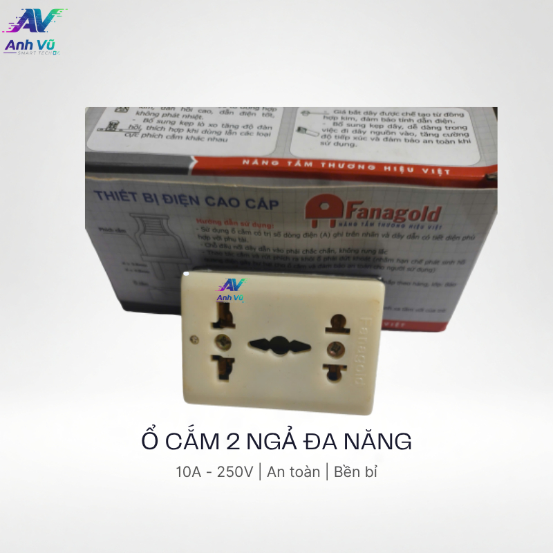 Ổ cắm 2 ngả đa năng (Đế Đen) 3