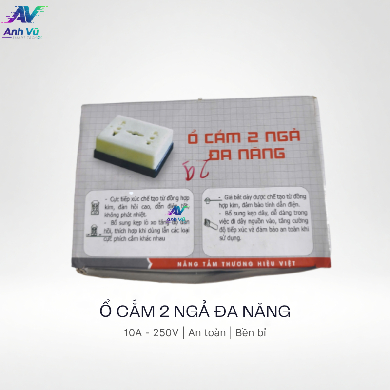 Ổ cắm 2 ngả đa năng (Đế Đen)